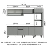 Combo Completo de Cocina 260 cm Gris Nice Madesa 07
