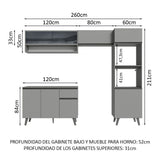 Combo Completo de Cocina 260 cm Gris Nice Madesa 08