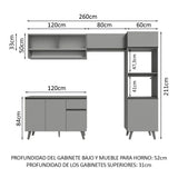 Combo Completo de Cocina 260 cm Gris Nice Madesa 09