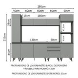 Combo Completo de Cocina 280 cm Gris Nice Madesa 01
