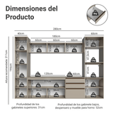 Combo completo de Cocina, 280 cm, flotante, Crema Nice 06