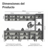 Combo Completo de Cocina 300 cm Gris Nice Madesa 01