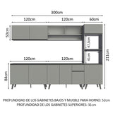 Combo Completo de Cocina 300 cm Gris Nice Madesa 02