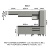 Combo Completo de Cocina 300 cm Gris Nice Madesa 05