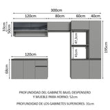 Combo Completo de Cocina Flotante 300 cm Gris Nice Madesa 07
