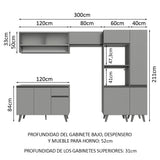 Combo Completo de Cocina 300 cm Gris Nice Madesa 08