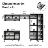Combo Completo de Cocina 300 cm Negro Nice Madesa 08