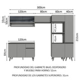 Combo Completo de Cocina 300 cm Gris Nice Madesa 09