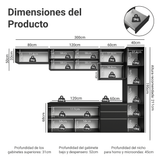 Combo Completo de Cocina 300 cm Flotante Negro Nice Madesa 10