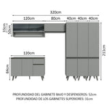 Combo Completo de Cocina 320 cm Gris Nice Madesa 02