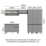 Combo Completo de Cocina 320 cm Gris Nice Madesa 03