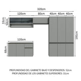 Combo Completo de Cocina Flotante 320 cm Gris Nice Madesa 04