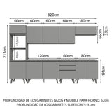Combo Completo de Cocina 320 cm Gris Nice Madesa 06