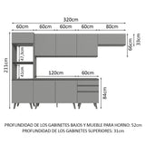 Combo Completo de Cocina 320 cm Gris Nice Madesa 08
