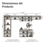 Combo Completo de Cocina 340 cm 9 Puertas 1 Cajón Flotante con Mueble para Horno y Microondas Crema Nice Madesa