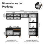 Combo completo de Cocina 260 cm Negro Pieta Madesa