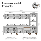 Combo Completo de Cocina 310 cm 11 Puertas 1 Cajón con Mueble para Horno y Microondas Blanco Pieta Madesa