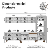 Mueble de Cocina Completa Pieta 310 cm 11 Puertas 1 Cajón (Con Mesada) Blanco 01 Madesa