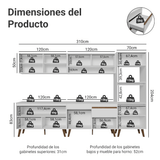 Mueble de Cocina Completa Pieta 310 cm 11 Puertas 1 Cajón (Con Mesada) Blanco 02 Madesa