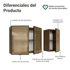 Kit 2 Alacenas 120 cm 3 Puertas con Vidrio Reflecta Bronce Marrón/Negro Vinilo Madesa