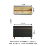 Mueble de Cocina Reims Madesa con Alacena y Bajo Mesada 120 cm 2 Puertas 1 Cajón Negro