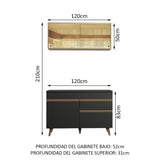 Combo de Cocina Compacta 120cm Reims Negro/Marrón 01