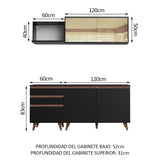 Combo de Cocina Compacta 180cm Negro Reims Madesa 01