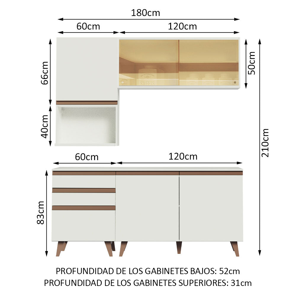Combo de Cocina Compacta 180cm Reims Blanco 02