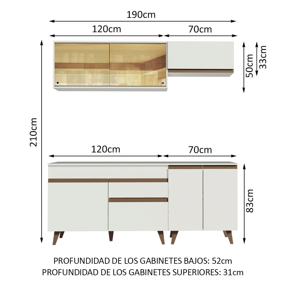 Combo de Cocina Madesa Reims 190cm Blanco 01