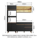 Combo de Cocina Compacta 190cm Reims Negro/Marrón 02