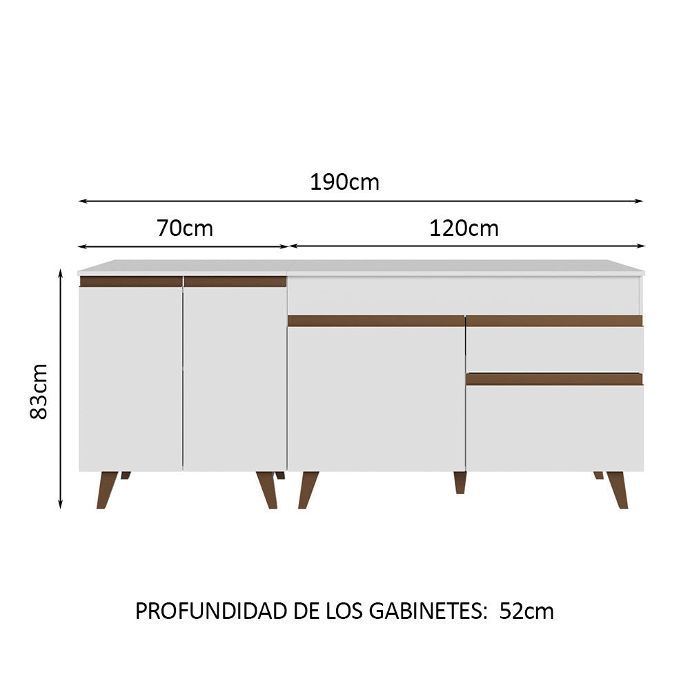 Kit de 2 Bajo Mesada de Cocina 4 Puertas 1 Cajón (Con Tapa) Reims Blanco
