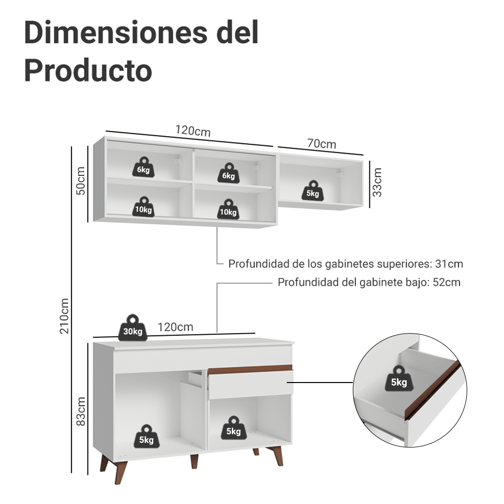 Combo de Cocina Madesa Reims 190cm BB 05