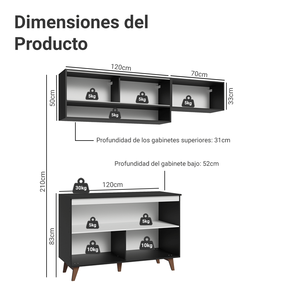Combo de Cocina Madesa Reims 190cm NN 07