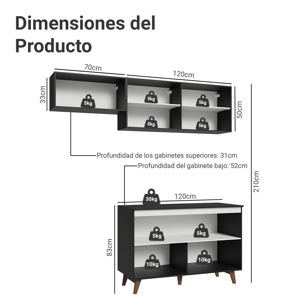 Combo de Cocina Madesa Reims 190cm NN 08
