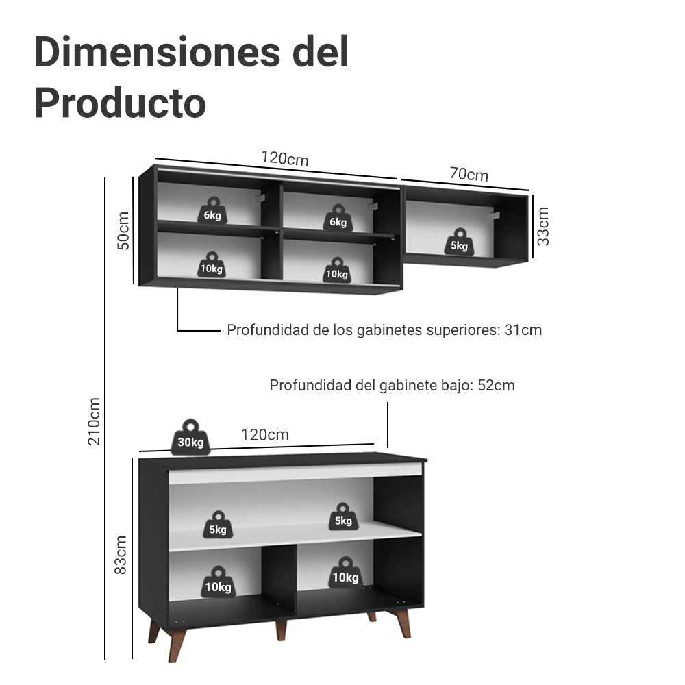 Combo de Cocina Madesa Reims 190cm NN 09
