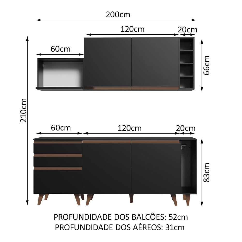 Combo de Cocina Madesa Reims 200cm NN 01