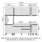 Combo Completo de Cocina 235 cm 8 Puertas 1 Cajón con Mueble para Horno o Microondas Blanco Reims Madesa