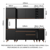 Combo completo de Cocina 235cm Negro Reims Madesa 02