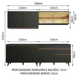 Combo completo de Cocina 240cm Negro Reims Madesa 01