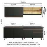 Combo completo de Cocina 240cm Negro Reims Madesa 01