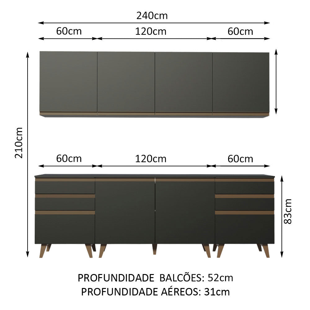 Combo completo de Cocina Madesa Reims 240cm Negro