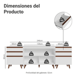 Kit com 3 Bajo Mesada Reims Madesa 2 Puertas 6 Cajones BB