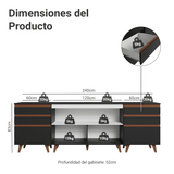 Kit com 3 Bajo Mesada Reims Madesa 2 Puertas 6 Cajones NN