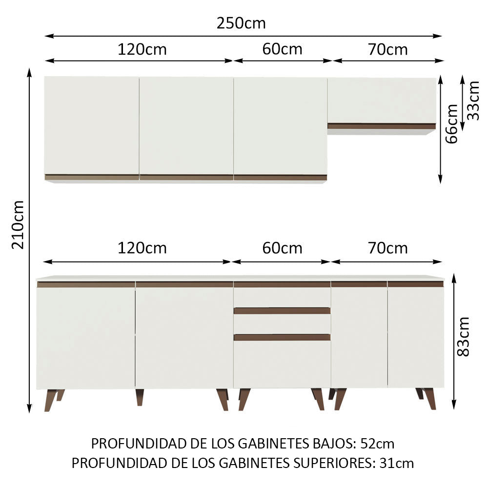 Combo completo de Cocina 250cm Blanco Reims Madesa 01