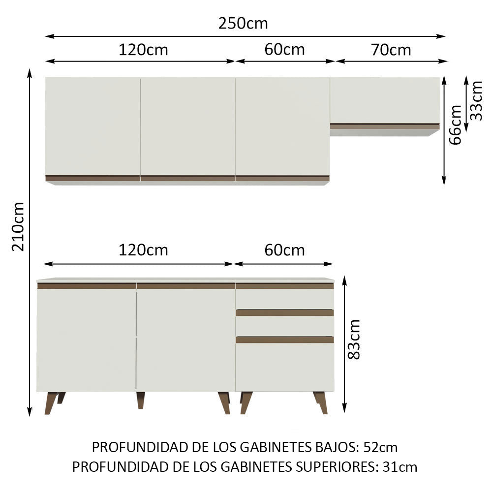 Combo completo de Cocina Madesa Reims 250cm BB