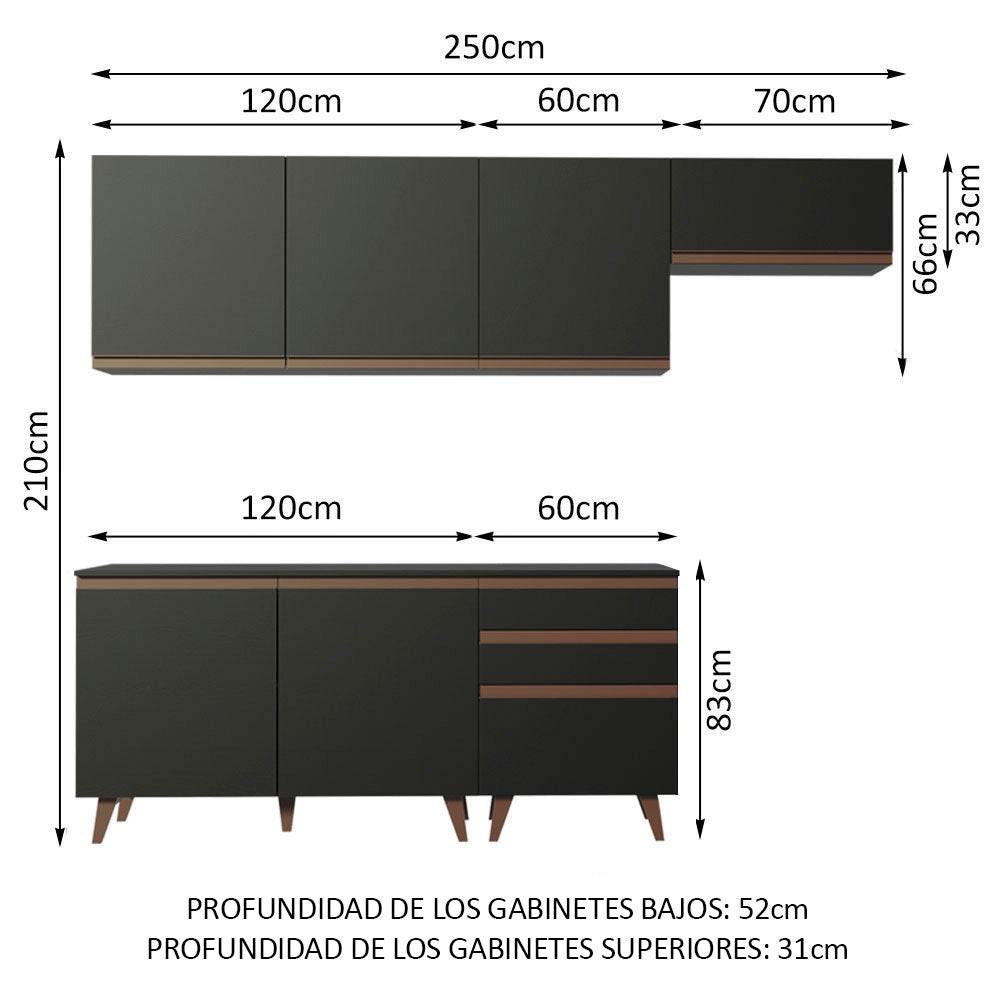 Combo completo de Cocina Madesa Reims 250cm NN 02