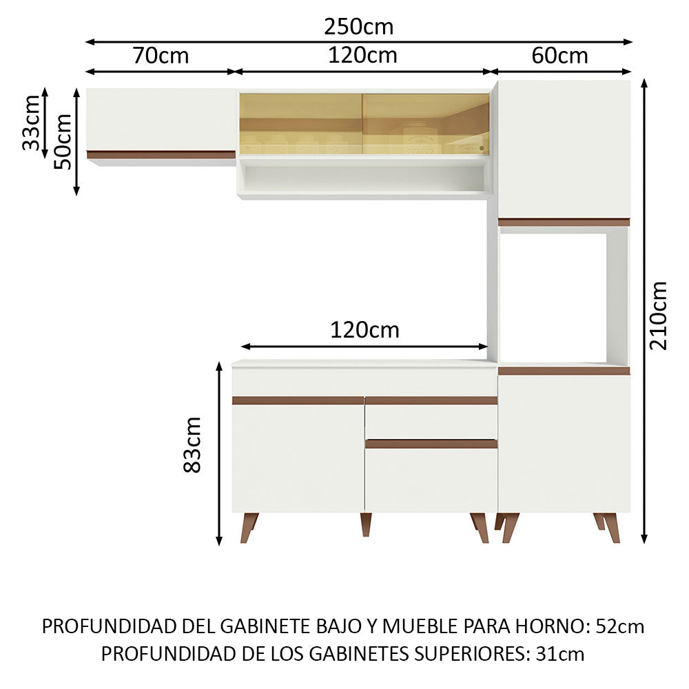 Combo completo de Cocina 250cm Blanco Reims Madesa 04