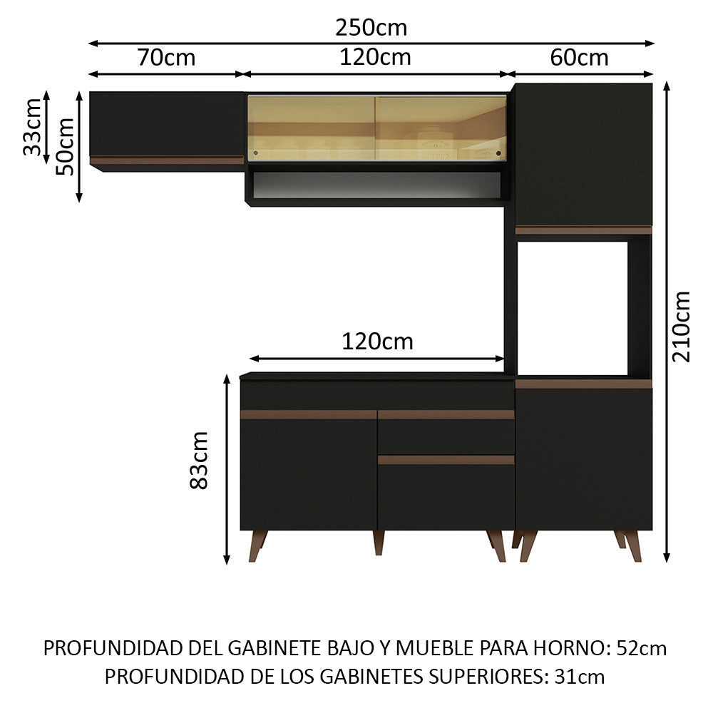 Combo completo de Cocina 250cm Negro Reims Madesa 04