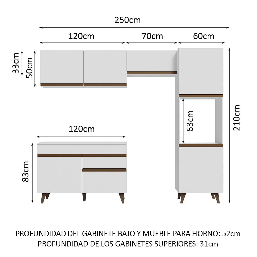 Combo completo de Cocina 250cm Blanco Reims Madesa 06