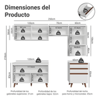 Combo Completo de Cocina 250 cm 6 Puertas 3 Cajones Blanco Reims Madesa